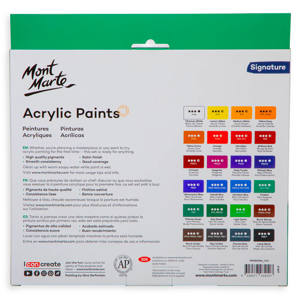 Acrylic Paints Set Signature 24pc x 12ml (0.4 US fl.oz)