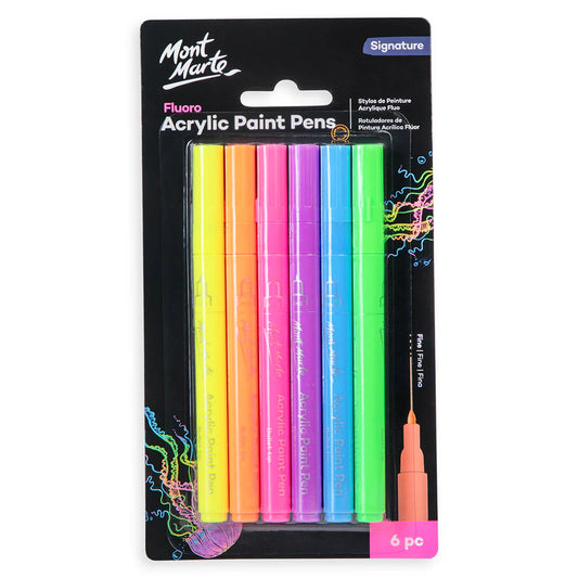 MM Fluoro Acrylic Paint Pens Fine Tip 6pc