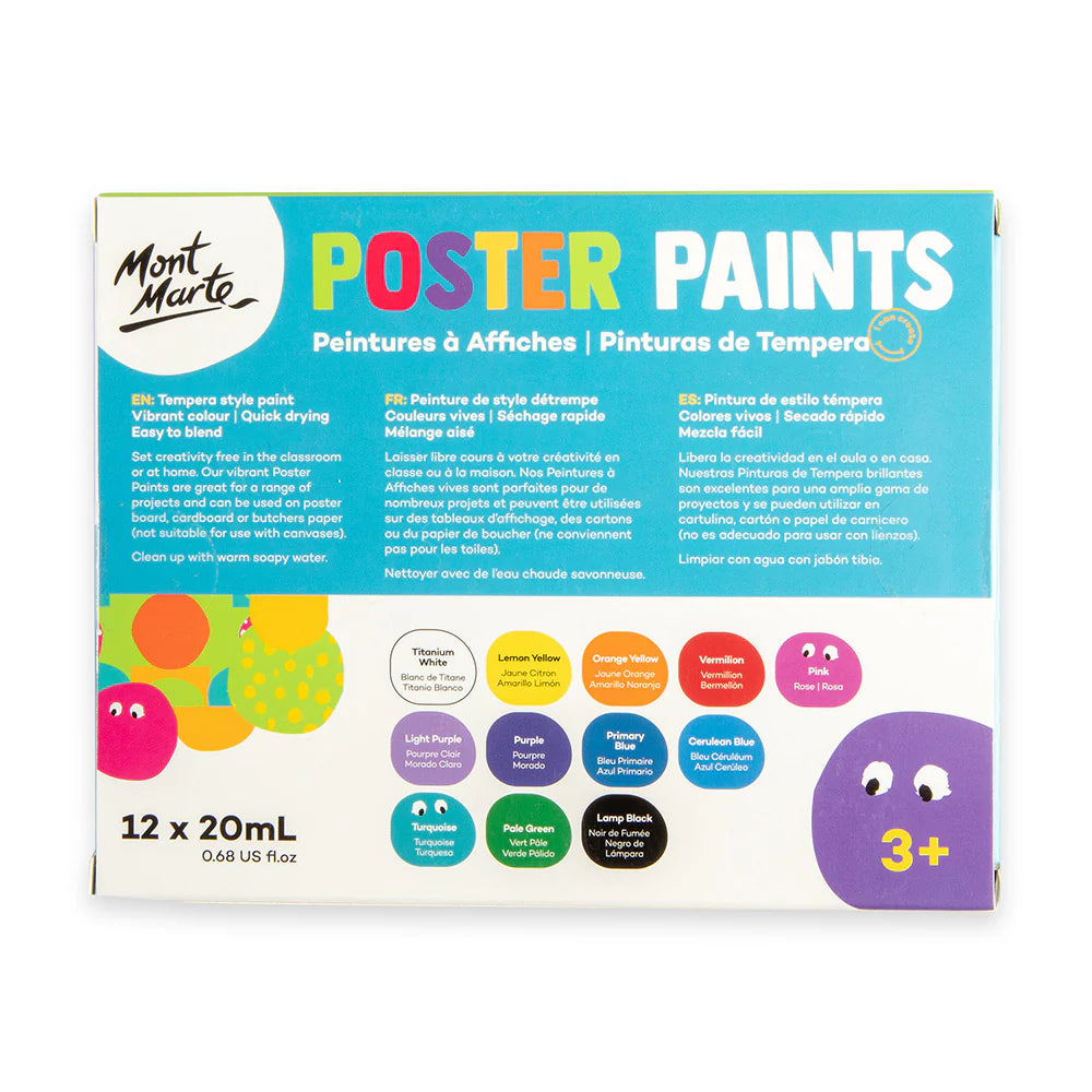 Mont Marte Poster Paint Set 12pc x 20ml