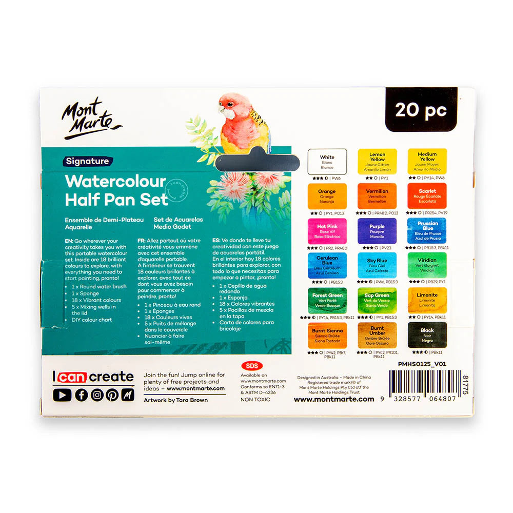 Mont Marte Watercolour Half Pan Set 39pc