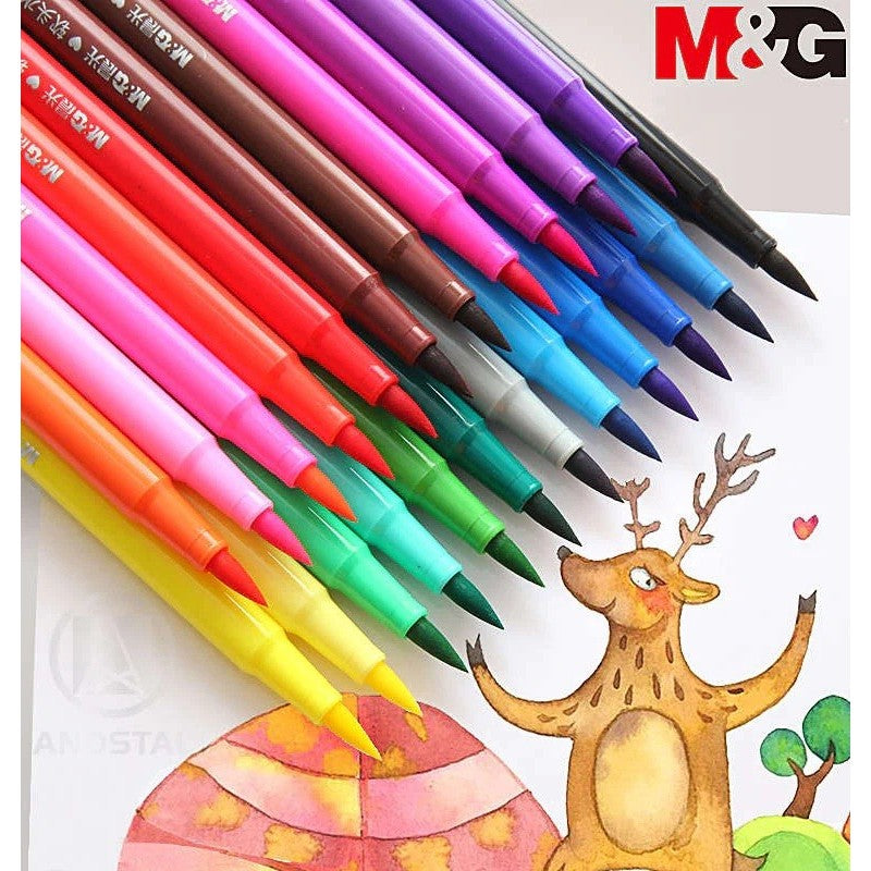 M&G Soft Brush Water Color Pen Washable - 18 Colors