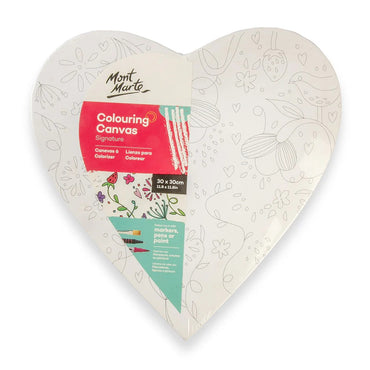 Colouring Canvas 30cm Heart 2 Asstd