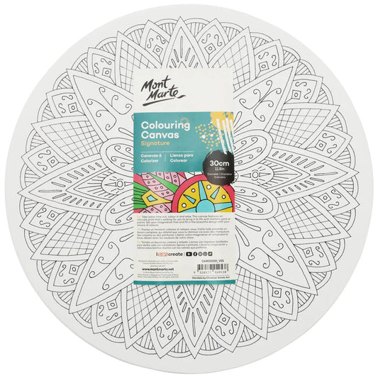 Colouring Canvas 30cm Round Mandala 4 Asstd