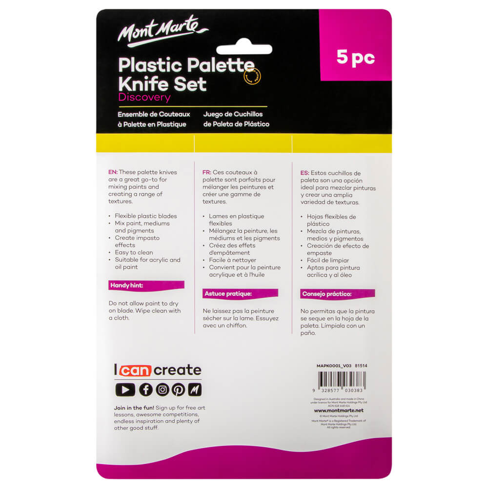 Plastic Palette Knife Set Discovery 5pc