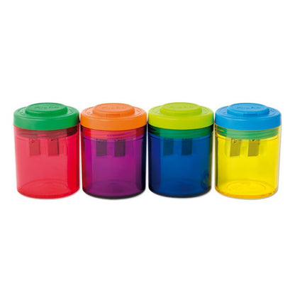 Round sharpener, colored, transparent, 2 slots, 20161912