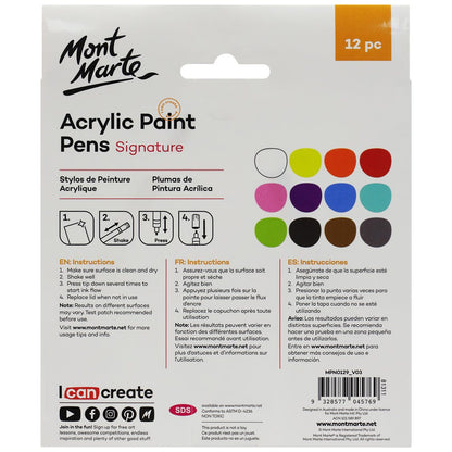 Acrylic Paint Pens Signature Fine Tip 1mm (0.039in) 12pc