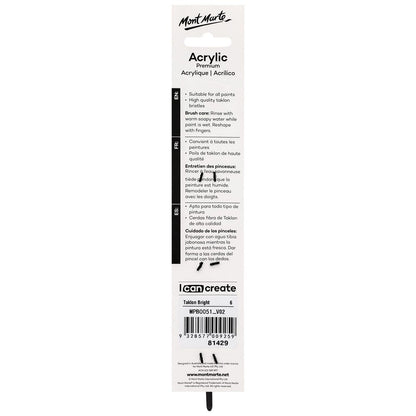 Artist Acrylic Brush Premium Taklon Short Bright 6