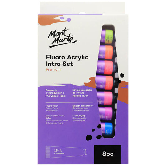 Fluoro Acrylic Paint Intro Set Premium 8pc x 18ml (0.6 US fl.oz)