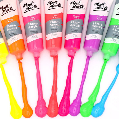 Fluoro Acrylic Paint Set Premium 8pc x 36ml (1.2 US fl.oz)
