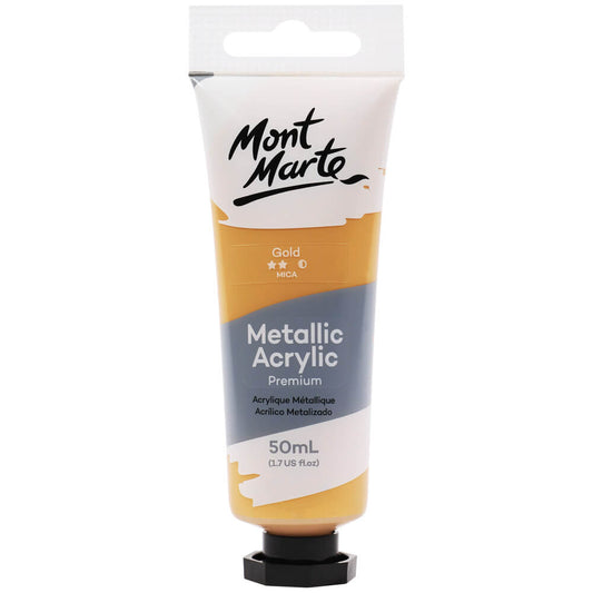 Metallic Acrylic Paint Premium 50ml (1.7 US fl.oz) Tube- Gold