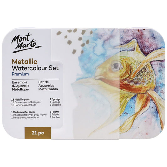 Metallic Watercolour Cake Set in Tin Premium 21pc