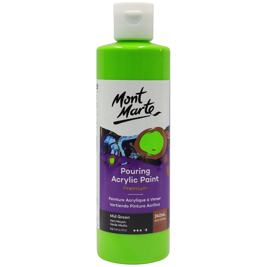 Pouring Acrylic Paint Premium 240ml (8.12 US fl.oz) - Mid Green