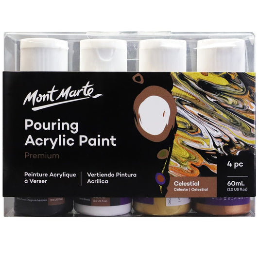 Pouring Acrylic Paint Set Premium 4pc x 60ml (2 US fl.oz) - Celestial
