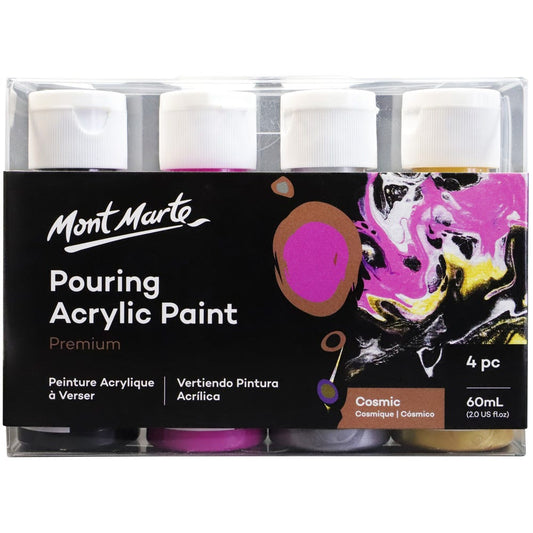 Pouring Acrylic Paint Set Premium 4pc x 60ml (2 US fl.oz) - Cosmic