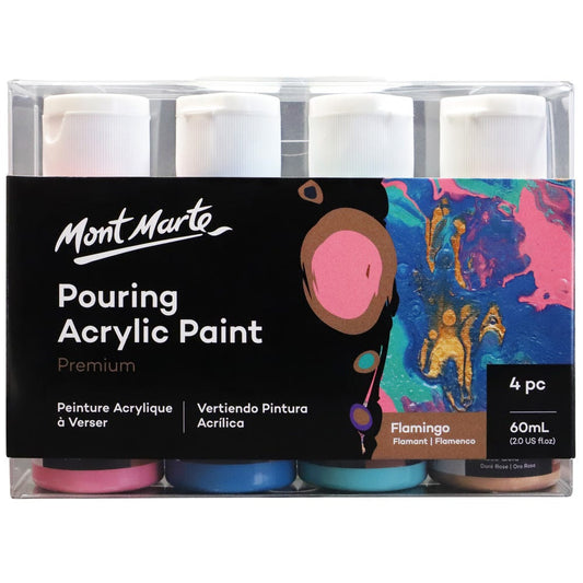 Pouring Acrylic Paint Set Premium 4pc x 60ml (2 US fl.oz) - Flamingo