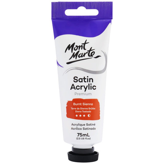 Satin Acrylic Paint Premium 75ml (2.5 US fl.oz) Tube - Burnt Sienna