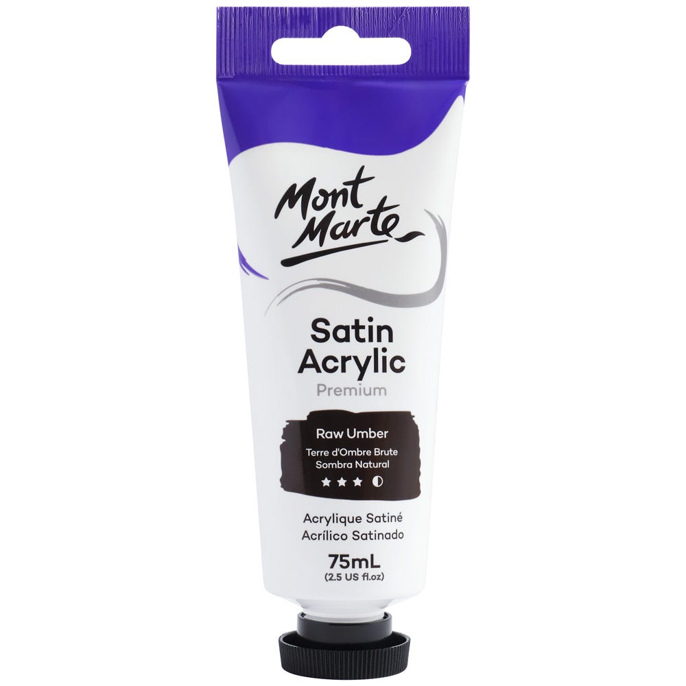 Satin Acrylic Paint Premium 75ml (2.5 US fl.oz) Tube - Raw Umber